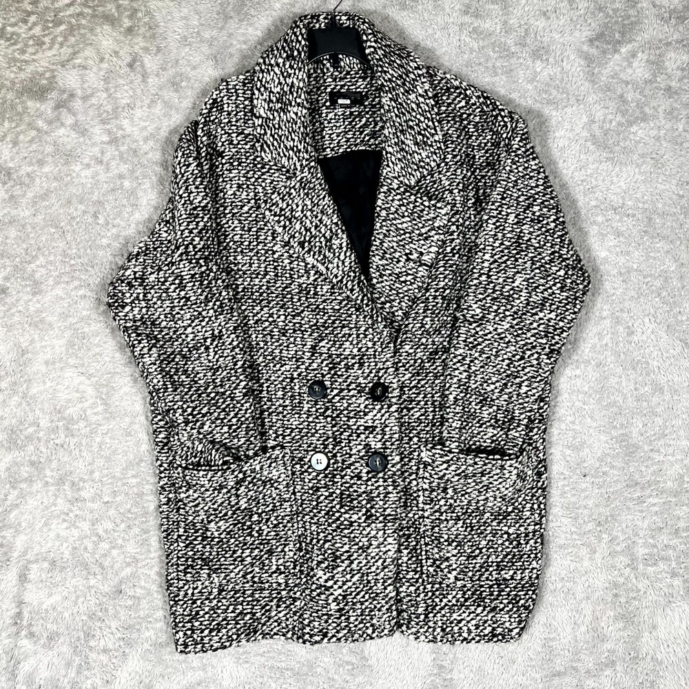 Hatch The Bristol Coat Womens 3 Black White Double Breasted USA Made Notch Lapel